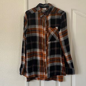 Abound Black and Orange Plaid Shirt